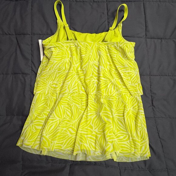 Mesh Scoop Neck Tiered Tankini Swimsuit Top - Size: XSL - NWT - Picture 6 of 11